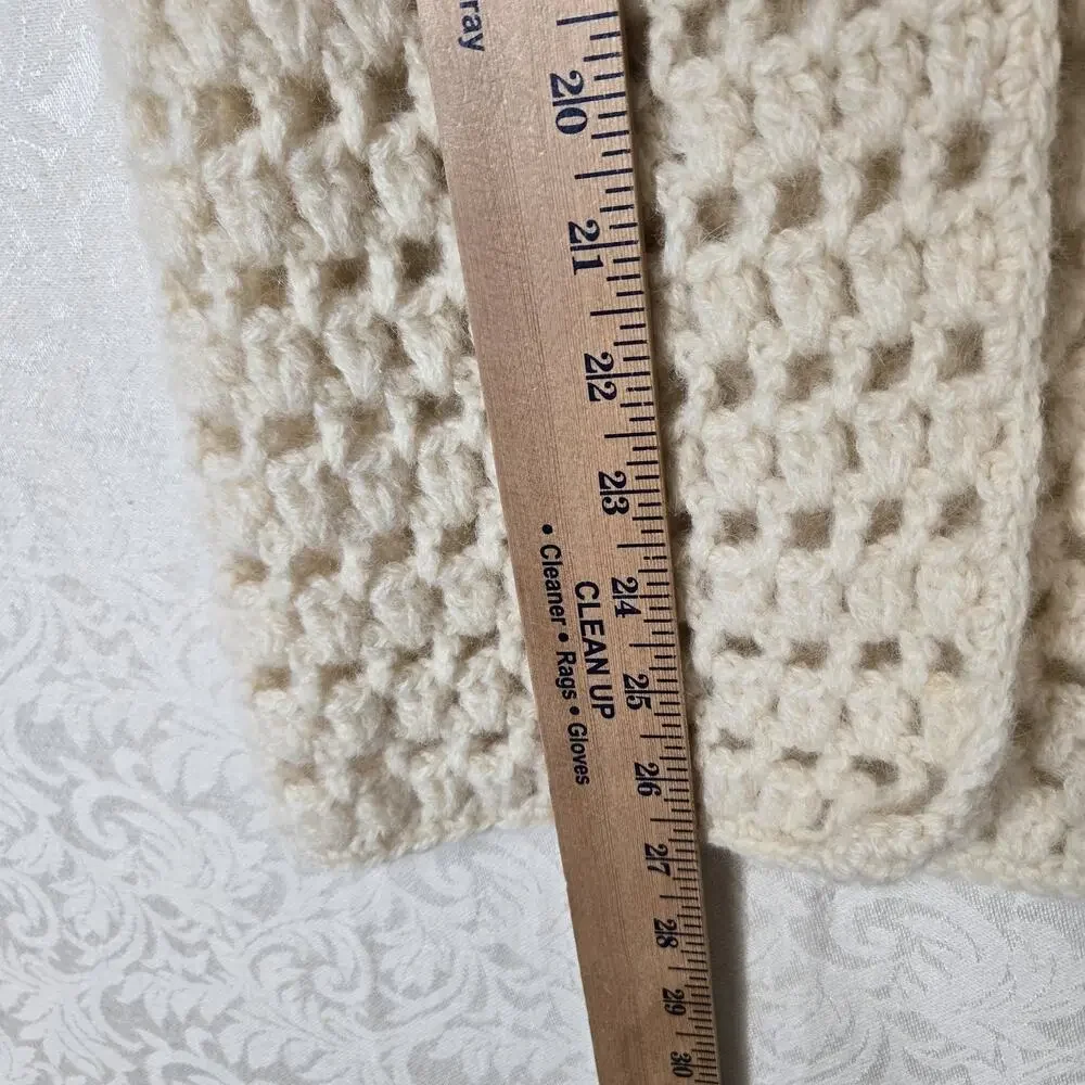 Vintage Bellariva Crochet Vest M Cream 100% Wool Italy Boho Cottagecore Festival